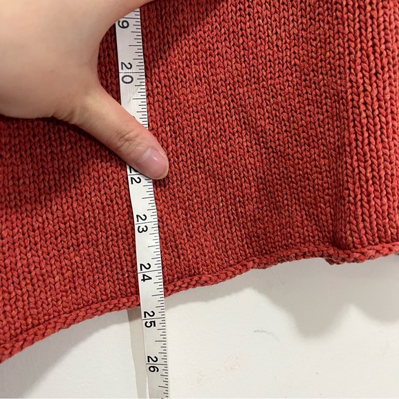 Eileen Fisher Women's Open Knit Sweater Sz L Rust Red Orange Linen Blend V-neck - Picture 16 of 16
